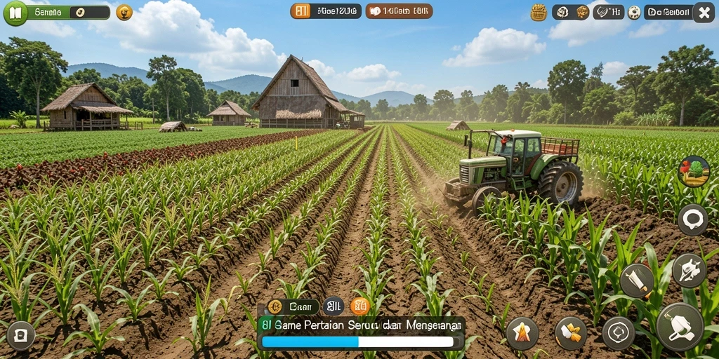 Gameplay seru bertani di 8II dengan tampilan kebun yang indah.