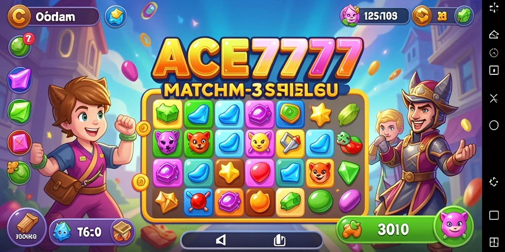 Gameplay ACE777 yang menarik dan penuh warna dalam kategori Match-3.