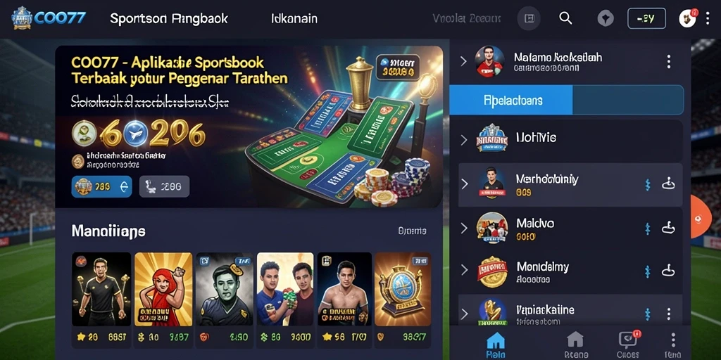 Cuplikan gameplay COO77 dengan fokus pada taruhan olahraga.