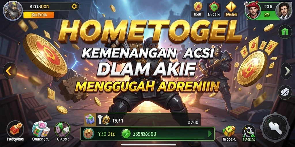 Tampilan dinamis gameplay HOMETOGEL dengan aksi seru.