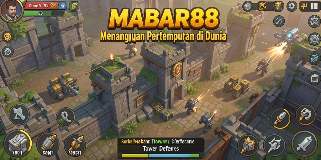 Screenshot MABAR88 menampilkan aksi menara pertahanan yang seru.