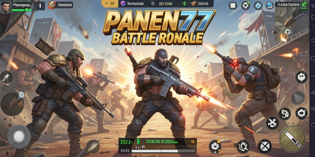 Screenshot gameplay yang menampilkan aksi pertempuran epik di PANEN77.